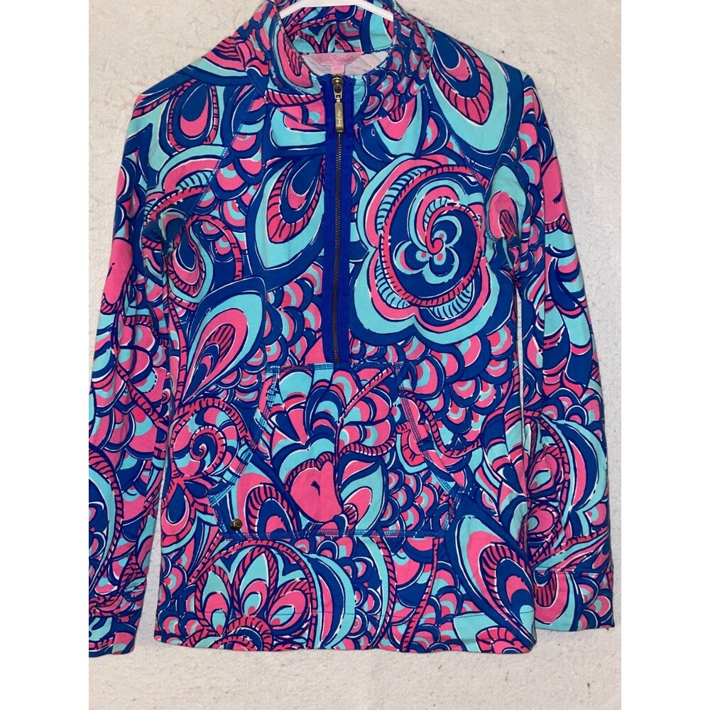 Lilly Pulitzer Skipper Popover Weekender Jacket Reel Me Blue Pink Sun XXS womens